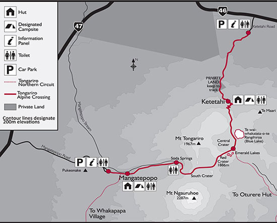 Tongariro Alpine Crossing - Map